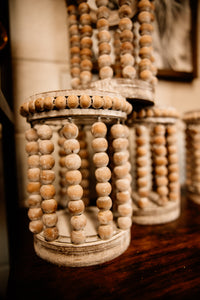 White Distressed Beaded Lantern