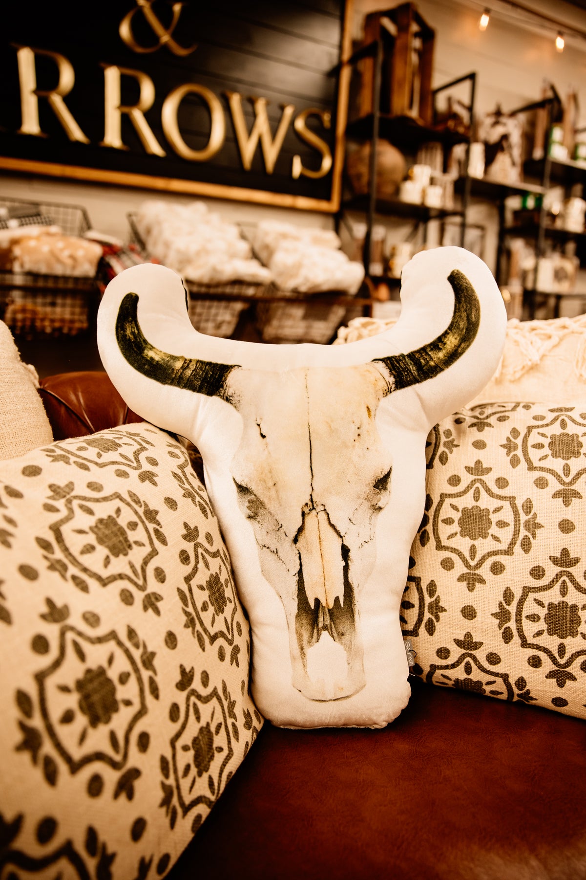 cow skull pillow