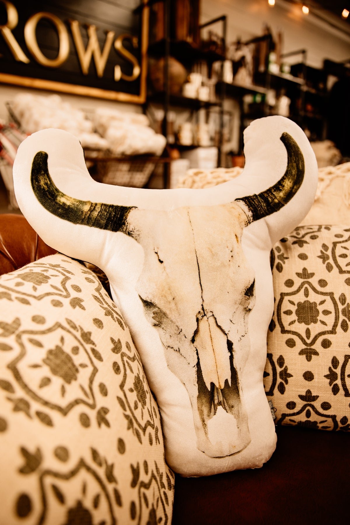 cow skull pillow